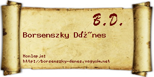 Borsenszky Dénes névjegykártya